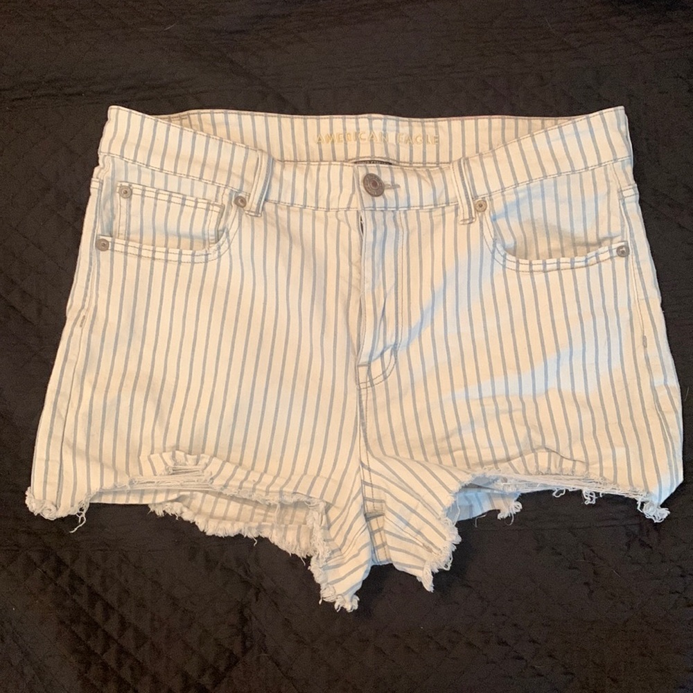 American Eagle Blue and White Stripes Shorts Plus size